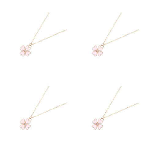 4Stk Halskette Kirschblumen Design Pink Legierung Schmuck 2