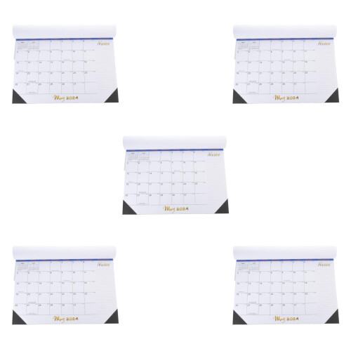 5Stk Goldfarbener Tischkalender Englisch Mit Elegantem Design 2