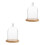 2Stk Transparente Glasblumenhaube, Holzfuß, Langlebig Und 2