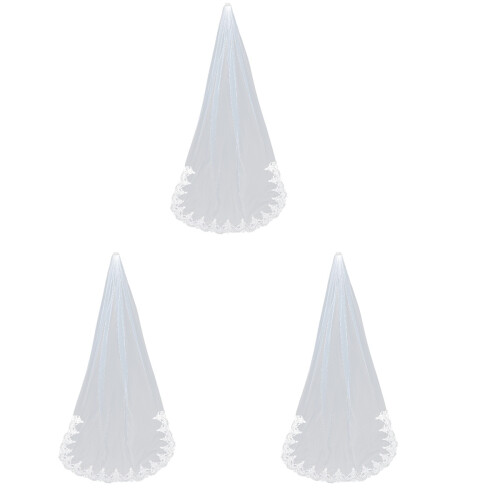 3Stk Kathedral Brautschleier Ivory Kopfschmuck Hochzeit 1