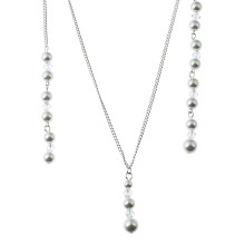2St Zilveren Faux Pearl Ketting Prom En Party Dames