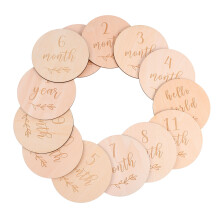 26St Premium Beige Babykaarten Hout Mijlpaal Fotomomenten