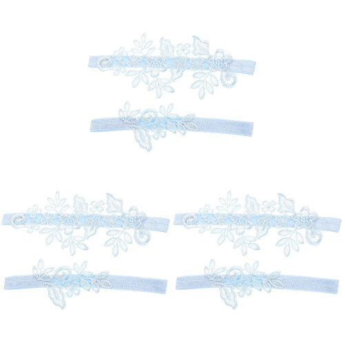 3Sets Sky-Blue Kanten Jarretels Bruid Elastische Trouwaccessoires 1