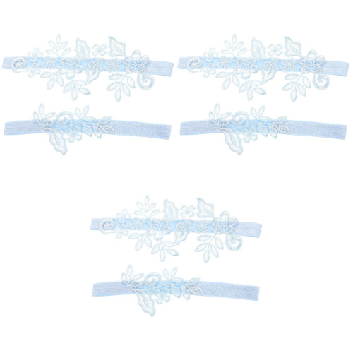 3Sets Sky-Blue Kanten Jarretels Bruid Elastische Trouwaccessoires 2