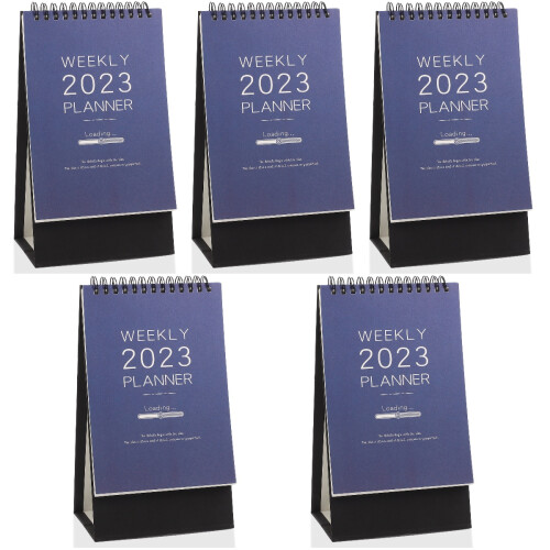 5Stk Feiner Stehender Kalender Blau Mit Einfachem, Glattem 2