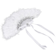5Stk Plastik Strass Fächer Weiß, Handlich Für Hochzeit Und Party