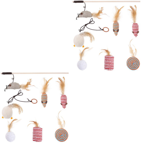 2Sets Interaktives Katzenspielzeug Mäuse-Stick Mit 2