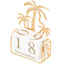 2Stk Kreativer Holzblock Kalender Golden Robust Langlebig Tischdeko