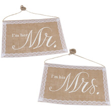 6Stk Romantische Hochzeitsstuhl- Bride and Groom Banner