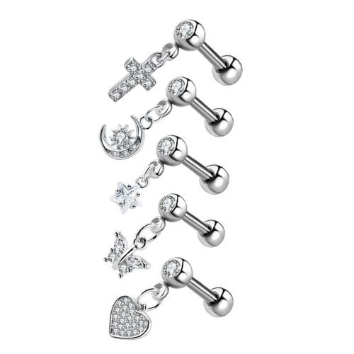 20Stk Silber Tragus Ohrringe Cooles Design Piercing Ohrstecker Damen