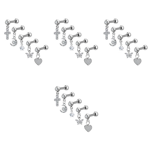 20Stk Silber Tragus Ohrringe Cooles Design Piercing Ohrstecker Damen 2