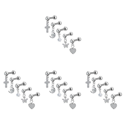 20Stk Silber Tragus Ohrringe Cooles Design Piercing Ohrstecker Damen 1