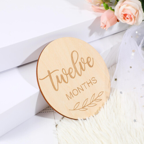 2Ud Placas De Madera Beige Bebé Mensuales Decorativas 2