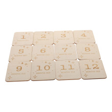 60Ud Tarjetas Mensuales De Madera Khaki, Accesorios Para Fotos