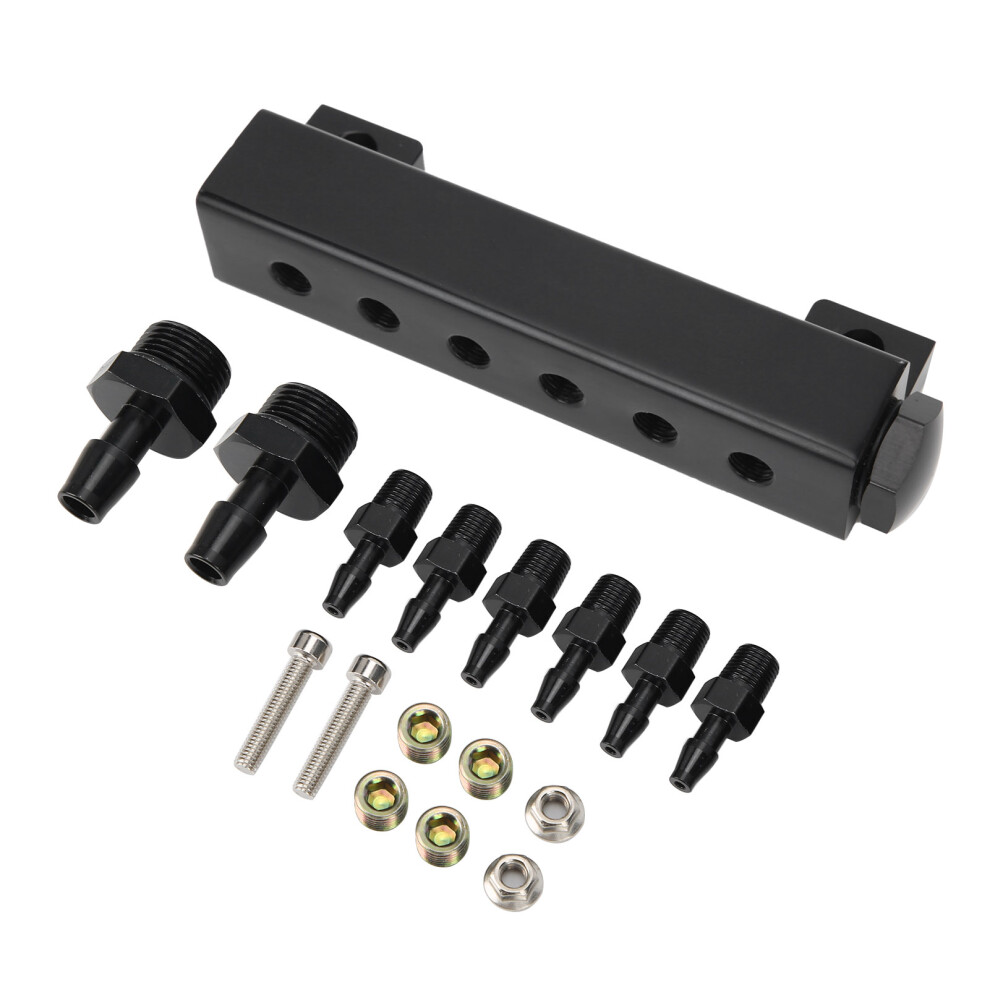 6 Port Vacuum Manifold Turbo Wastegate Boost Kit 3/8In Inlet & 1/8In Ports 3441359885684