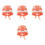 4Pz Arancioni Knit Cappello Con Per 3