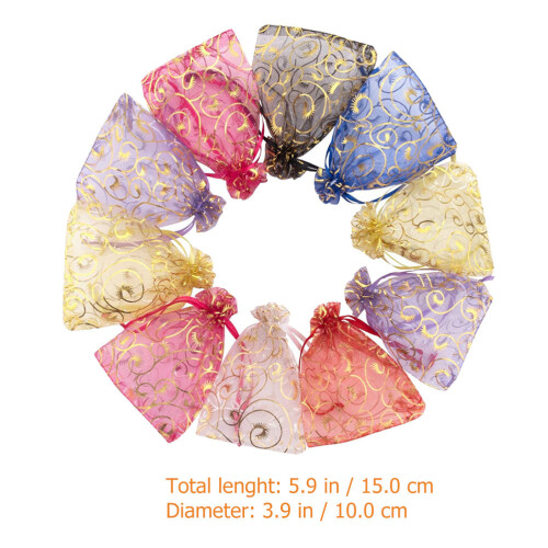 100Pz Sacchetti Organza Con Coulisse Per Regali E Gioielli 1