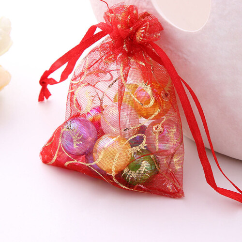 100Pz Sacchetti Organza Con Coulisse Per Regali E Gioielli 2