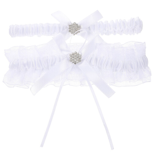 4Stk Strumpfband Elastisch Weiß Spitze Damen Leg Gürtel Elegant 1