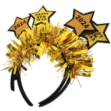 8Stk 2024 Glitzerndes Neujahrs Haarband Party Kopfschmuck Gold