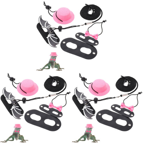 3Sets Roze Adjustabele Set Baardagaam En Reptiel Decor 1