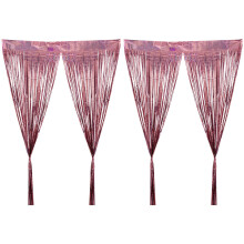 4Stk Pet Glitzer Fransen Vorhang Rose - Festdekoration