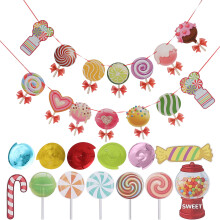 3Sets Farbige Candy Spiralanhänger Und Banner Partydeko