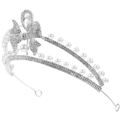 2Stk Silberne Tiara Mit Perlen Festlicher Kopfschmuck 1