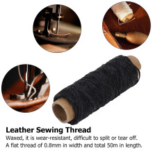 Schuhreparatur Lederfaden 150D/16 Flacher gewachster Kordel 50m Schwarz für Handsticken