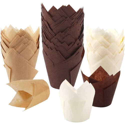 Κομψές θήκες για cupcakes Tulip, αντοχή στη θερμότητα έως 425 βαθμούς Φαρενάιτ,