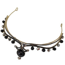 2Stk Tiara Brautkrone Schwarz Haarschmuck Für Damen Und