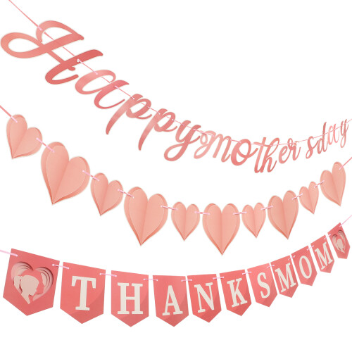 4Sets Hängendes Muttertagsbanner Papier Pink Partydekoration 2