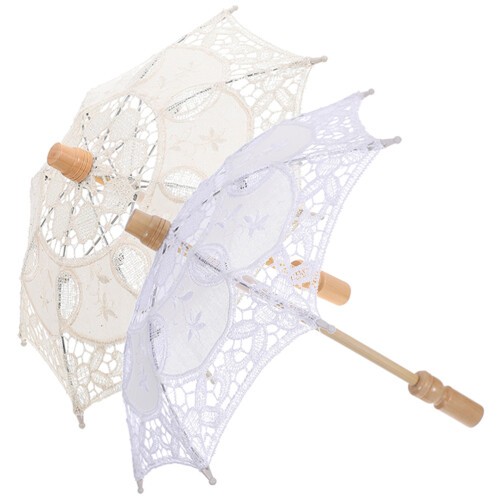 8Stk -Schirm Hochzeit Holzgriff Deko 1