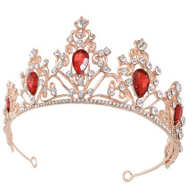 4Stk Rote Krone Damen Tiara Hochzeit Haarschmuck Elegant