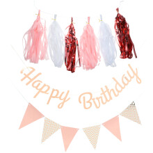 5Sets Geburtstagsbanner Papier Kunststoff Partydeko Set
