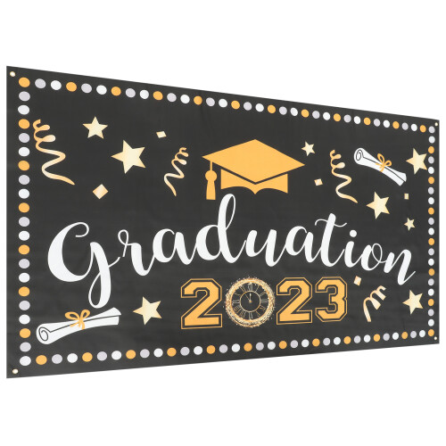 3Stk Graduation Backdrop Polyester Partydeko Für Abschlussfeier