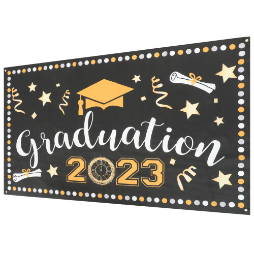 3Stk Graduation Backdrop Polyester Partydeko Für Abschlussfeier 1
