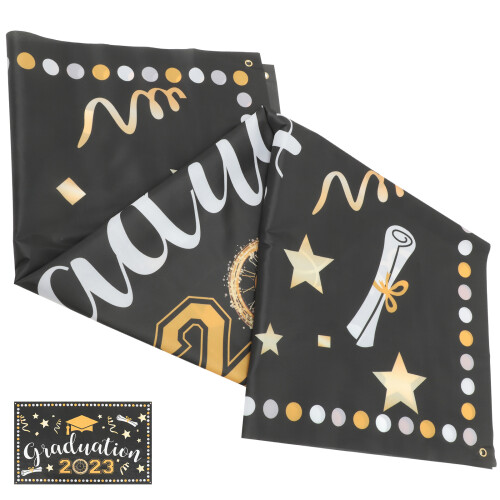 3Stk Graduation Backdrop Polyester Partydeko Für Abschlussfeier 2