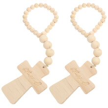 8Stk Beige Holzperlen Serviettenhalter Tischdeko