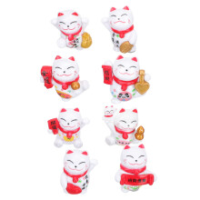 24Stk Weiß PVC Glückskatze Statue Mini Garten Ornament