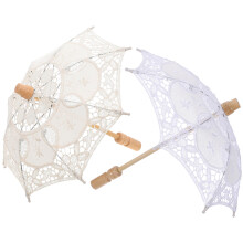 4Stk Eleganter Spitzenparasol Holzgriff Hochzeit