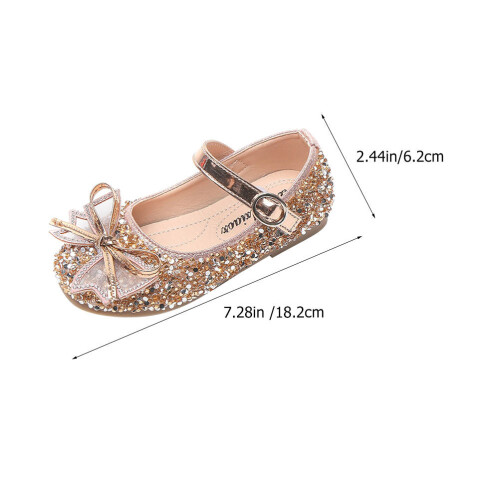 1Paire Chaussures Or Cuir Synthétique Bébé 2