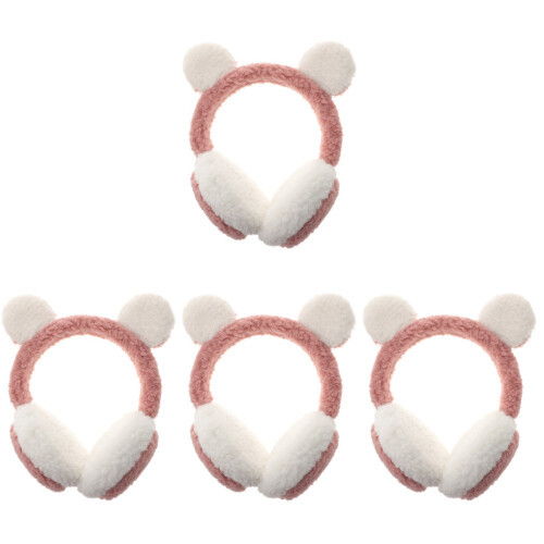 4Pièces Cache-Oreilles Rose Confortable Accessoire Froid Hiver 1