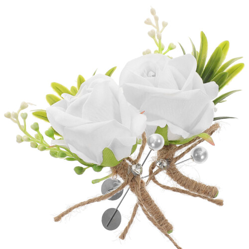 6Pièces Boutonnières Mariage Blanches Pour Marié Design Chic 2