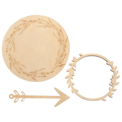 3Set Dischi Milestone in Legno Beige Per E Annunci Neonato