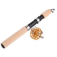 26in Telescopic Ice Fishing Rod & Reel Set, Gold, Portable Outdoor