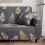 Elegante Blättermuster Elastischer Sofabezug für 2-Sitzersofa, Grau 3