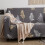 Elegante Blättermuster Elastischer Sofabezug für 2-Sitzersofa, Grau 13