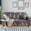 Elegante Blättermuster Elastischer Sofabezug für 2-Sitzersofa, Grau 16