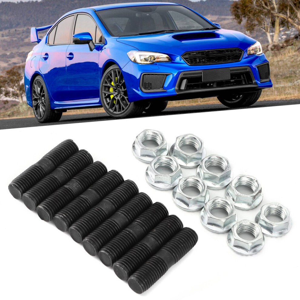 9Pcs M10x1.25 Turbo Studs Lock Nuts Kit For Mitsubishi Subaru Vehicles 7891359897020